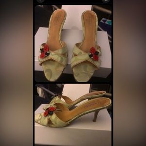 Coach sandals lime green with ladybug 7.5